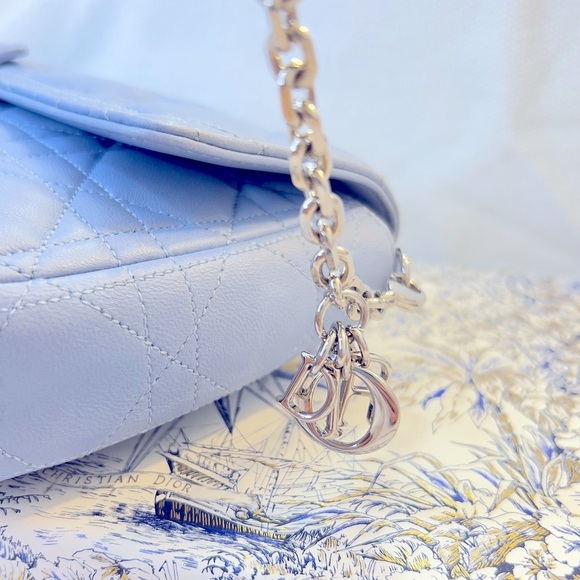 DIOR Crossbody Bag in Light Blue Cannage Lambskin Authentic Christian Dior - Picture 2 of 15